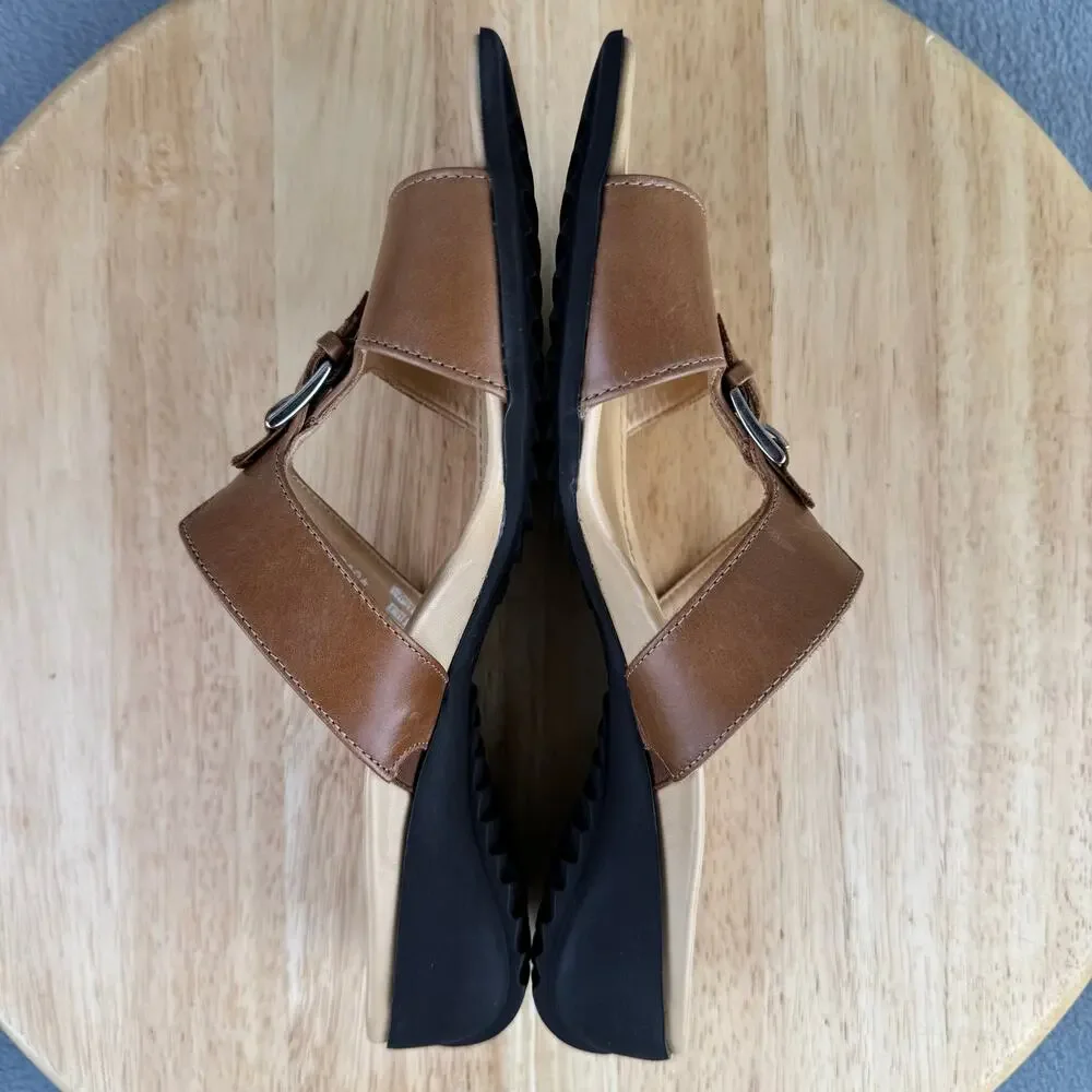 Paul Green München Brown Leather Slide Sandals Women’s Size 3.5 UK / 6 US - Picture 5 of 8